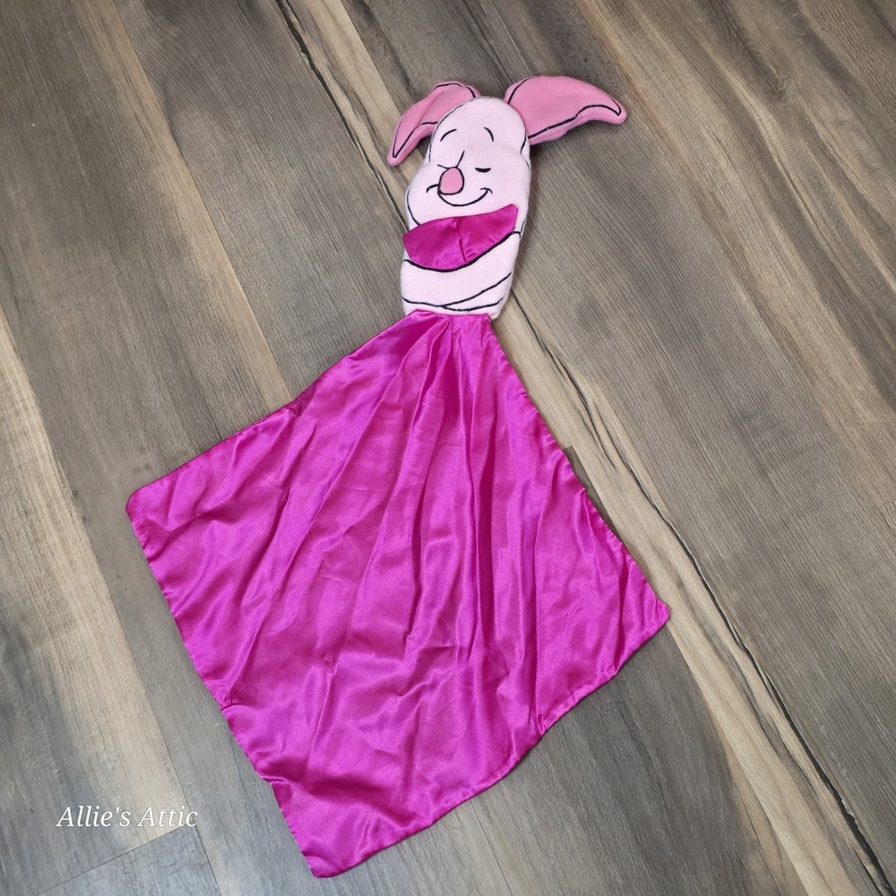 Piglet Baby Lovey Security Blanket Satin Winnie The Pooh Disney Pink Plush Toy